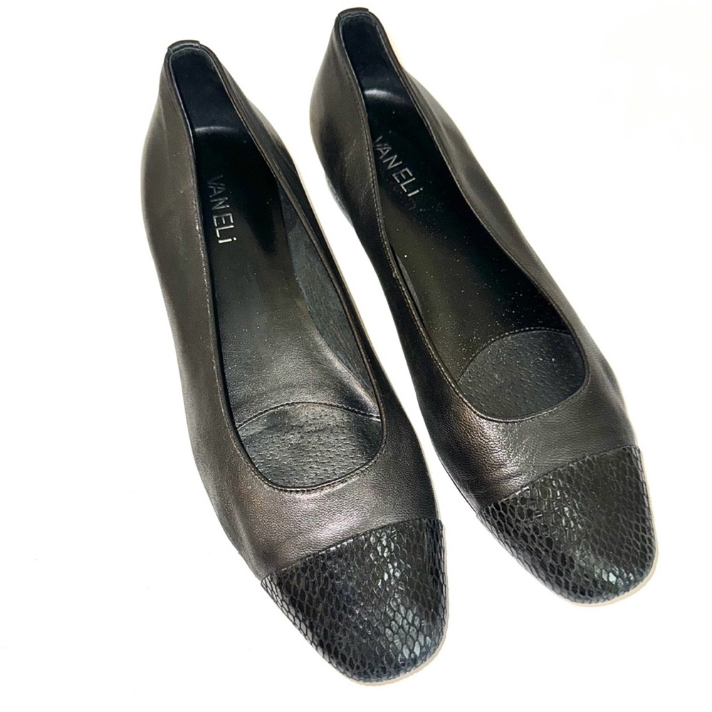 Van Eli Black & Reptile Trim Leather Flats, Sz 8.5M - Picture 4 of 12